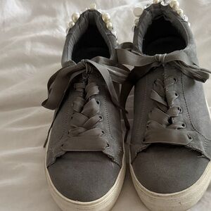 Steve Madden Gray Sneakers with Pearl Accents